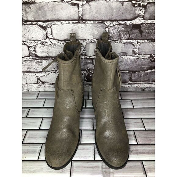 Clarks Metallic Leather Taupe Nevella Devon Zip Ankle Boots Women 7.5M US/38EU - Picture 13 of 16